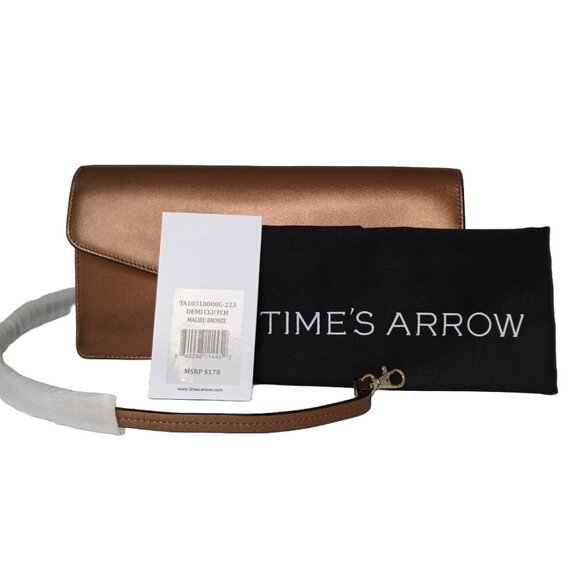 Demi Clutch Malibu Bronze Leather Handbag Time's Arrow NWT - Picture 5 of 7